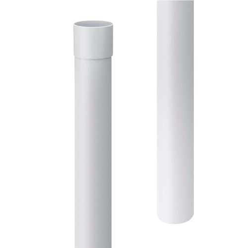 INEFA Tubo pluviale in plastica da 100 cm, Plastica PVC-U, tubo dell'acqua piovana, drenaggio del tetto, accessori per grondaie DN 75 | 1 pezzo bianco