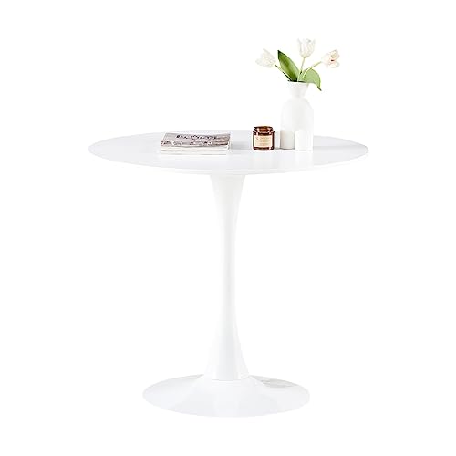 buybyroom Tavolo da pranzo rotondo moderno scandinavo, semplice tavolino per cucina, sala da pranzo e soggiorno, bianco