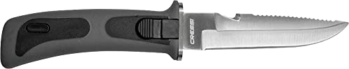 Cressi Vigo Knife, Coltello Professionale Subacqueo per Immersioni e Apnea Unisex – Adulto, Nero/Grigio Lama Silver, 23.5 cm