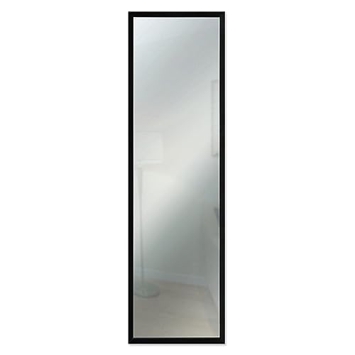 Lupia Specchio da parete moderno 34x114 cm Mirror OPTICAL Nero, con cornice nera sottile in legno, design lungo, specchiera per camera da letto, soggiorno, ingresso, verticale