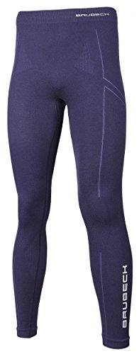 BRUBECK Uomo Functional Underpants Long | Traspirante | Thermo | Intimo da Sci | Leggings | 78% Lana Merino | LE11120 | Blu Navy | Taglie: M