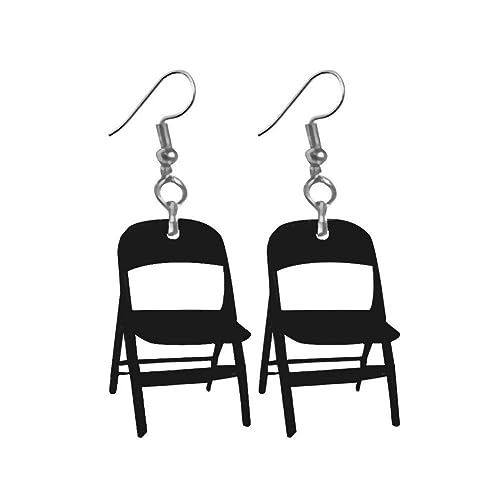 Orecchini a sedia pieghevoli, 2D piatti in acrilico, orecchini a forma di sedia, orecchini per sedia da donna, 1 pair, Plastica