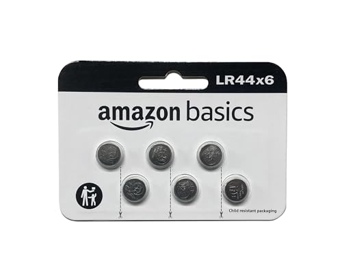 Amazon Basics - Batterie alcaline LR44 a bottone, confezione da 6