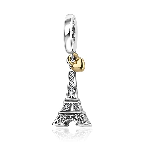 HAEPIAR S925 Charm in argento per Bracciale Collana in argento Sterling Dangles Torre Eiffel per Donne Ragazze Regali
