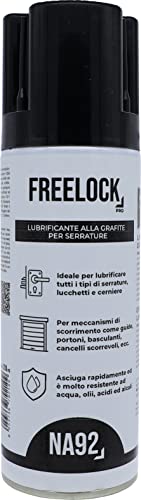 FREELOCK PRO Lubrificante Spray alla GRAFITE ideale per lubrificare tutti i tipi di serrature, lucchetti, cerniere, portoni, garage, porte basculanti 200 ML, NA92 PRO (1 pezzo)