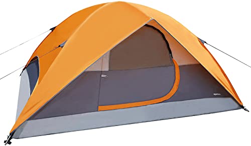 Amazon Basics - Tenda a cupola per 4 persone, Arancione/grigio.
