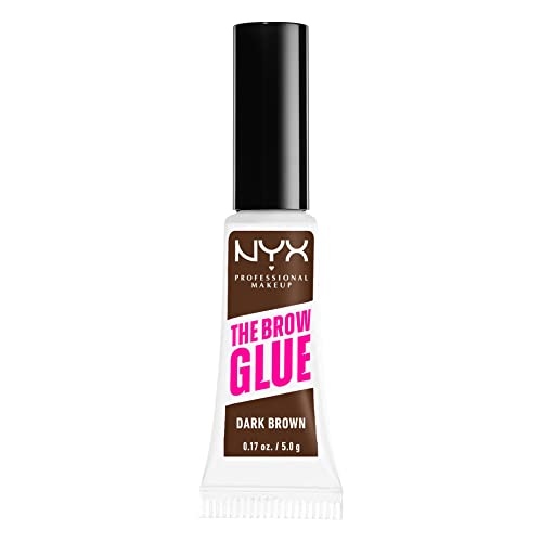 NYX Professional Makeup Gel Sopracciglia Brow Glue, Istantaneo, Per Un Look Laminato, The Brow Glue, Dark Brown