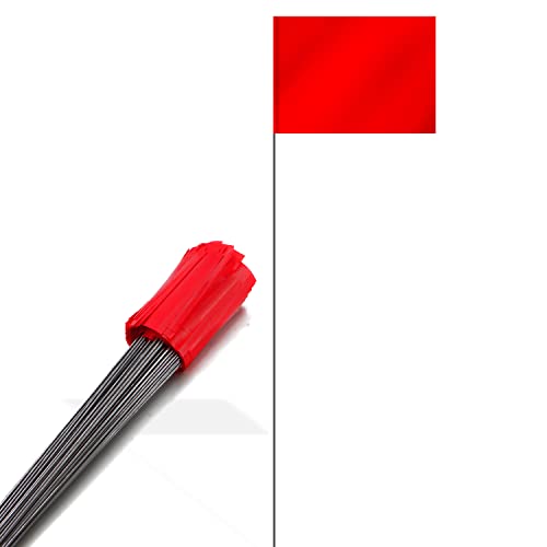 Anley Stake Flags - Bandiere in vinile da 2,5' X 3,5' con palo in acciaio da 15 pollici -l'abbellimento, i servizi sotterranei, le fognature e il rilevamento (100 pezzi, rosso)