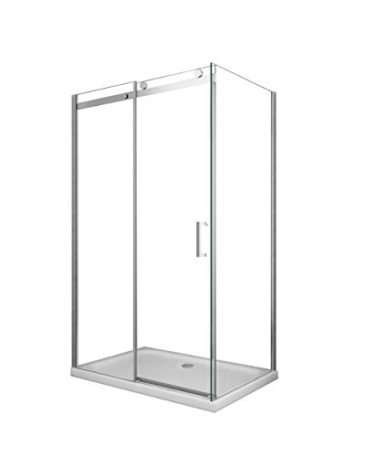 Box Doccia Angolare Reversibile Lusso Parete Fissa e Porta Scorrevole Vetro 8 mm H.190 (80 (77-79,5) x 120 (117,5-119))