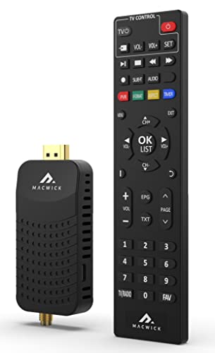 Macwick DVB-T2 Decoder Digitale Terrestre 2024-2025, 1080P H265 HEVC, HD Collegamento HDMI USB Funzione PVR, Invisibile Nano Tv Stick, Telecomando 2 in 1 Infrarossi, Assistenza Telefonica Italiano