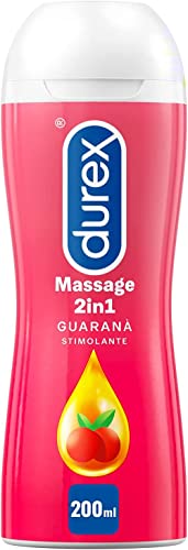 Durex Massage 2 in 1, Gel Lubrificante Intimo a Base Acqua e Gel per Massaggi, con Guaranà, 2 ml
