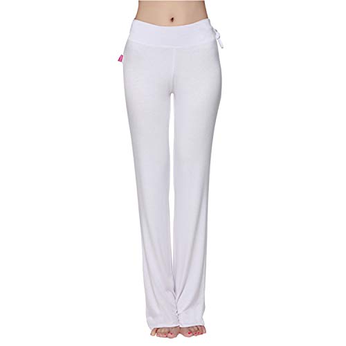MESHIKAIER Super morbidi pantaloni da yoga da donna, pantaloni sportivi e da jogging, casual, con coulisse per 4 stagioni bianco S