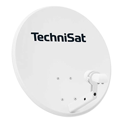 TechniSat TECHNITENNE 60 - Antenna parabolica per 2 utenti (impianto satellitare digitale da 60 cm, set completo, antenna con supporto per fissaggio a palo e LNB twin universale) grigio chiaro