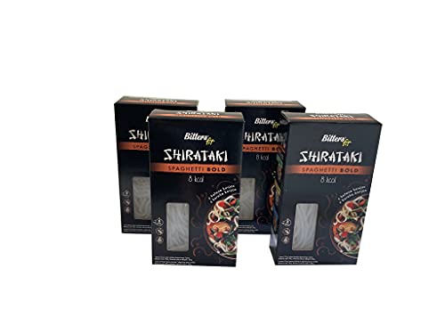 BITTER Shirataki PASTA - grossi spaghetti, 4 x 390 grammi, shirataki konjac, senza glutine, 4 pack