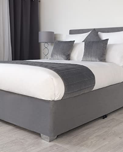 Belledorm - Vestiletto con profondità extra di 48 cm, per rendere ordinato l'aspetto del letto contenitore, lussuosa pelle scamosciata sintetica (colore: grigio, king)
