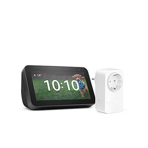 Echo Show 5 (2ª generazione, modello 2021), Antracite + Amazon Smart Plug (presa intelligente con connettività Wi-Fi), compatibile con Alexa - Kit di base per Casa Intelligente