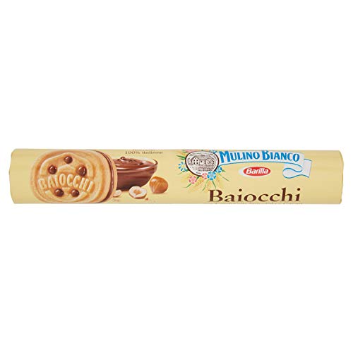 Mulino Bianco Biscotti Baiocchi con Crema alla Nocciola e Cacao per Colazione e Snack Dolce per la Merenda - 168 gr