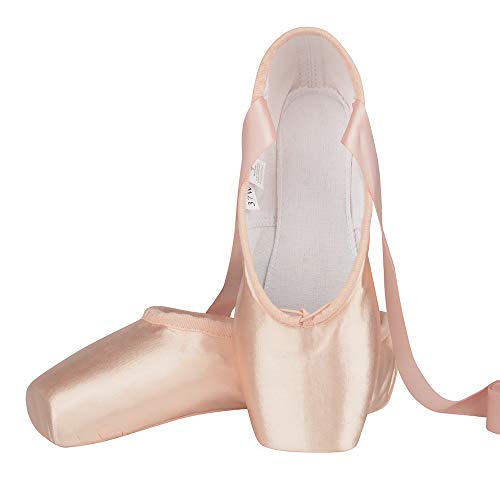 Scarpe da Danza Punta Classica Scarpette da Balletto Pointe Rosa con Nastro e Puntali per Donna e Ragazza 37 EU
