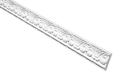MARBET, B-10, barra da soffitto in polistirene EPS con motivo decorativo, in design tradizionale, (pacchetto risparmio da 20 m), colore: bianco