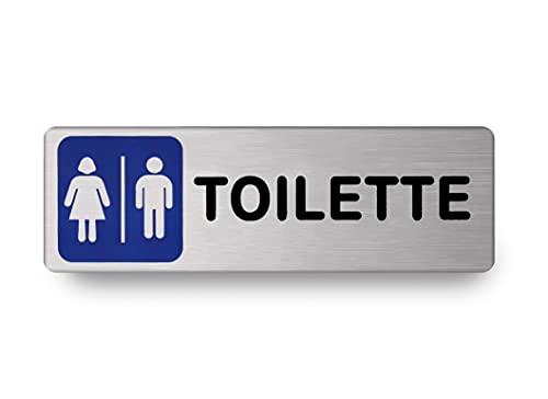 Nitek Targa Toilette Uomo Donna in Alluminio Satinato 150mm x 50mm - Targhette Autoadesive |Stickers, Klebeetikett| Impermeabili Lavabili, Pub,Ufficio