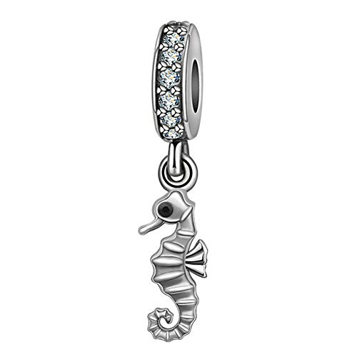 Ciondolo a forma di cavalluccio marino, in argento Sterling 92, portafortuna, per braccialetti Pandora (cavalluccio marino)