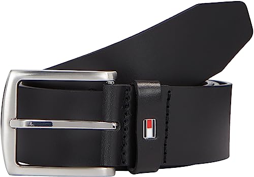 Tommy Hilfiger Cintura Uomo New Denton 4.0 Belt Cintura in Pelle, Nero (Black), 100