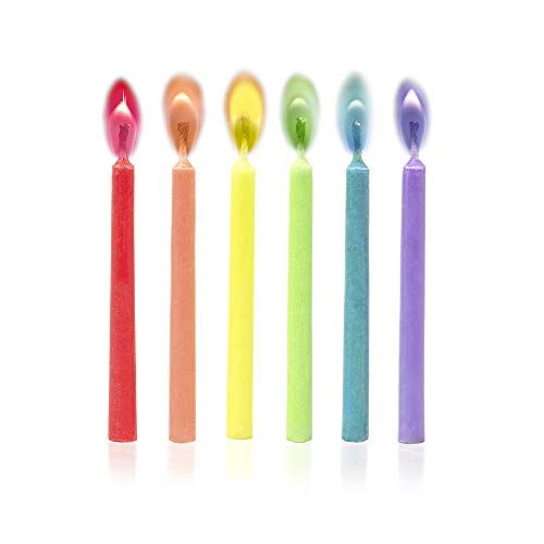 Legami - Candeline con Fiamma Colorata, Ø 0,5 cm, H 6 cm (Supporti in Plastica inclusi), si Accendono dello stesso Colore della Cera di cui sono fatte, 12, in 6 Colori