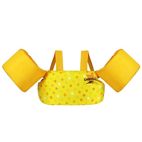 Gilet galleggiante da nuoto per bambini, giacca da allenamento da nuoto con imbracatura per spalla per ragazze da 2-6 anni (Yellow Star)
