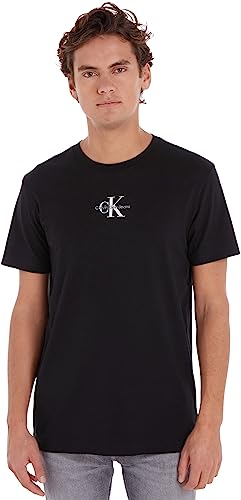 Calvin Klein Jeans T-shirt Maniche Corte Uomo Monologo Regular in Cotone Bio, Nero (Ck Black), L