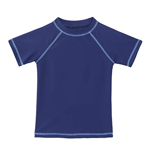 TIZAX Maglietta Nuoto UV a Maniche Corte da Bambino Costume da Bagno per Ragazzi Rashguard per Surf Nuoto Immersione Spiaggia Blu Marino 140