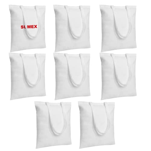 Sumex 8 Pezzi Borsa di Tela Spazio di Sublimazione Tote Bag Tela, Shopper Borsa, Borsa Tela Donna, Shopper in Tela