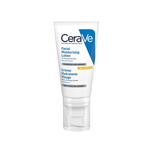 CeraVe Crema viso idratante per pelli da normali a secche, con SPF 25, con 3 ceramidi essenziali e ialurone 52 ml