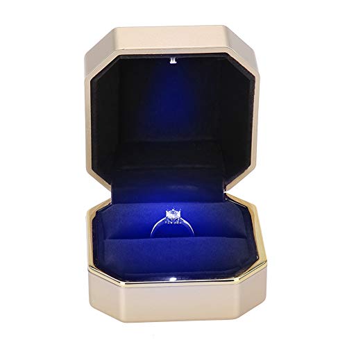 Custodia ad anello con illuminazione interna a LED, custodia per gioielli con anello, fedi, fidanzamento e portafedi(01#)