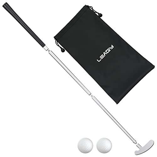 Leagy Putter per golfisti destri e mancini, 2 palle da golf bianche e 4 bastoni da golf portatili, in lega di zinco e bianchi, borsa da golf nera