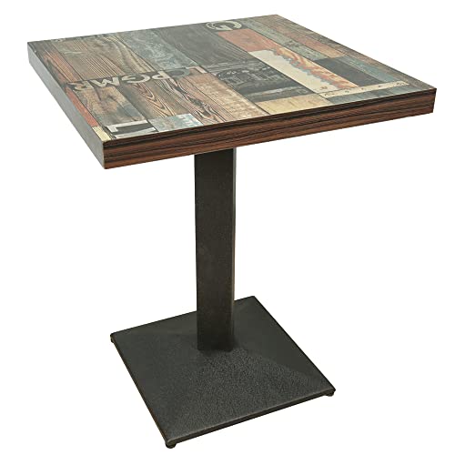 Drumm Tavolo da bar, tavolo da pranzo, tavolo quadrato, 60 x 60 x 75 cm, stile industriale, tavola di legno + gambe in ferro, carico massimo 120 kg