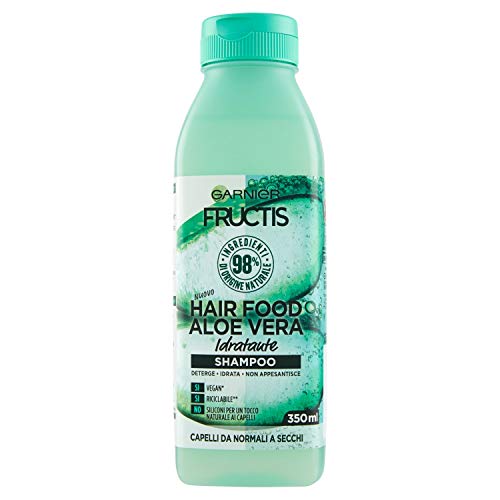 GARNIER Shampoo Idratante Fructis Hair Food Per Capelli Disidratati, Aloe Idratante, Aloe Vera, 350 Millilitro
