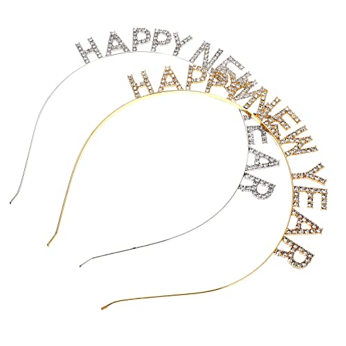 Lurrose 2Pcs Happy New Year Fabbands Crystal Tiara Hair Hoop 2022 Rhinestone Headdress Capodanno Eve per 2022 Capodanno Decorazioni Vacanze Festa