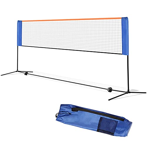 Spaire Rete da Badminton 5M, Rete Tennis Portatile con Altezza Regolabile 70-155cm, Rete Pallavolo Pieghevole, Borsa Inclusa