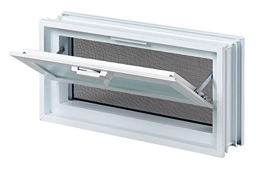 Finestra di ventilazione da inserire in una parete di vetromattoni o muratura | Dimensioni cm 38,4x19x8 | Unità di vendita 1 finestra