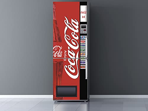 Adesivi in vinile per frigorifero macchina distributore Cocacola | varie misure 185 x 60 cm | Adesivo resistente e di facile applicazione | Adesivo decorativo dal design elegante