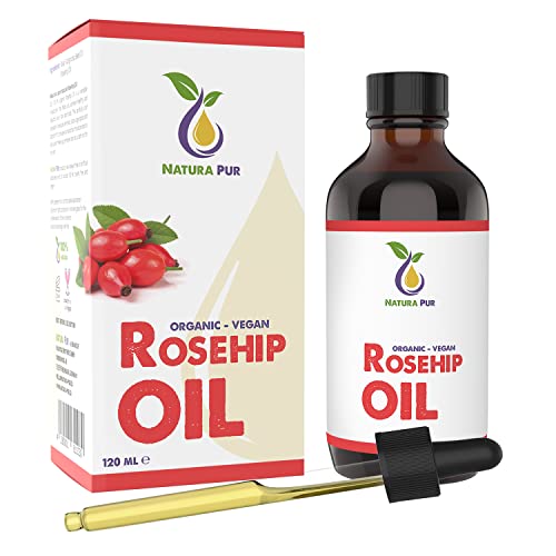 Olio di Rosa Mosqueta BIO 120ml - 100% naturale, spremuto a freddo, vegano - Rosehip Oil per viso, corpo, capelli, pelle, mani