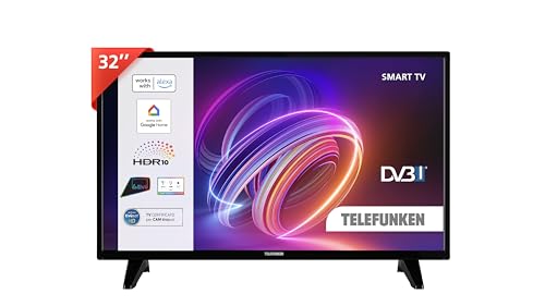 TELEFUNKEN Smart TV 32' HD Ready TE32553B45V2DZ, TV LED 32 Pollici con Alexa Integrata, Compatibile con Alexa e Google Assistant, Digitale DVB-T2, Dolby Vision HDR10, Dolby Audio