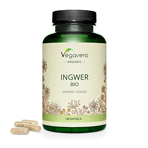 ZENZERO BIO Vegavero® | 450 mg | 100% BIOLOGICO | Digestivo Naturale contro NAUSEA, REFLUSSO e VOMITO | Antinfiammatorio naturale | 180 capsule | Vegan