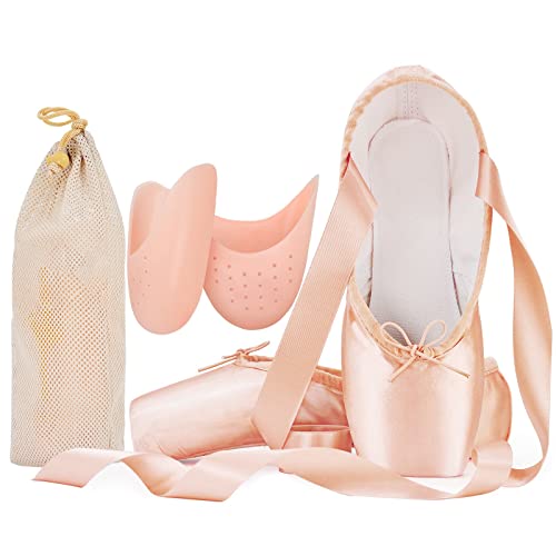 Pantofole da Danza, Scarpette da Balletto Rosa con Protezione per Le Dita dei Piedi, per Ragazze e Donne, Rosa(Mocassini Eleganti da Donna), 34.5EU