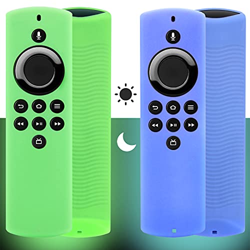 Pinowu - Cover per telecomando Firestick Lite 2020, con cinturino da polso per Firetv Remote lite (verde e blu)