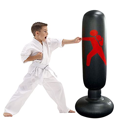 Sacco da Boxe da Terra - JanTeelGO Pungiball Bambini 160cm Sacca da Boxe Gonfiabile Sacco Fit Boxe per Adulto Adulti per Karate, Fitness, MMA, Taekwondo