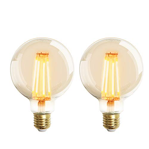 LED Lampadina Vintage Edison, G95 6W E27 bianco caldo 2200K Edison lampadina Vintage Retro Stile Lampadine Decorativo luce filamento della lampadina (2pezzi)