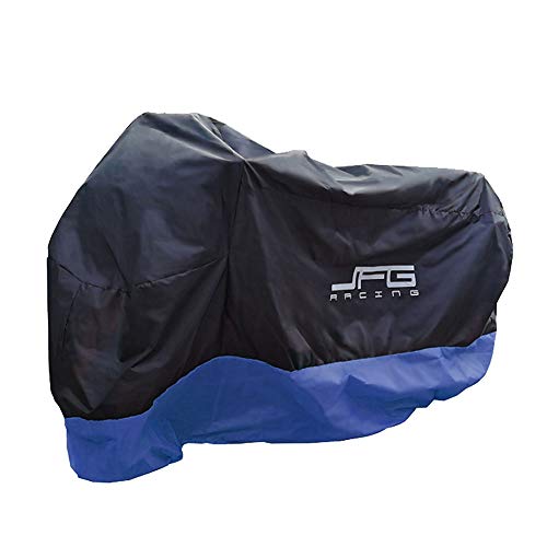 JFG RACING Copertura per moto, impermeabile, per esterni, in tessuto Oxford, per motociclette, colore: nero, blu, M