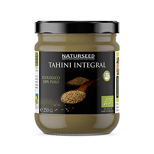 Naturseed - Pasta Di Sesamo Organica Tahini Bio - Cruda, Salsa Senza Sale - Hummus - Solo Sesamo Con Cotenna Tostata - Calcio, Ferro, Magnesio - Ricette  ( 250 gram )