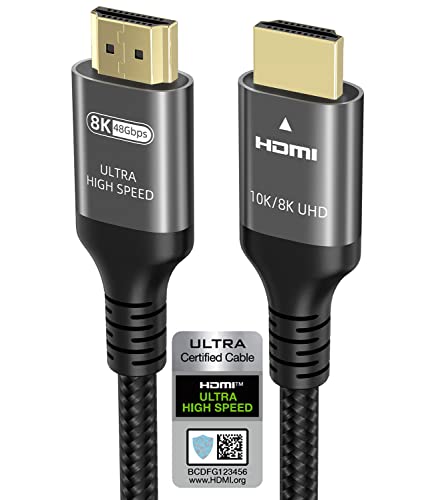 Ubluker 10k 8k 4k Cavo HDMI 1 Metri, Certificato Velocità Ultra Elevata HDMI 2.1 Cavi 4k 144Hz 120Hz 8k 60Hz 48Gbps 1ms 12bit eARC DTS:X HDR10+ Compatibile per Mac PC Soundbar G-SYNC Monitor PS5 Xbox